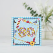 80. Geburtstagsparty Einladung Blume, Schmetterlin (Stehend Vorderseite)