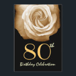80. Geburtstagsparty Einladung GOLD Rose<br><div class="desc">Dieses Design mit seiner schönen, vielblättrigen, auf metallischem Papier gedruckten Rose ist eine elegante Art, die Leute zu einem Geburtstagsfest einzuladen. Der gesamte Text ist vollkommen anpassbar. Sie können mit verschiedenen Papiertypen experimentieren, indem Sie auf den Reiter "Einladungs-Optionen" oben rechts klicken. Dieses Design ist auf goldmetallischem Papier zu sehen, das...</div>