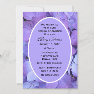 80. Geburtstagsparty Einladung Hydrangeas