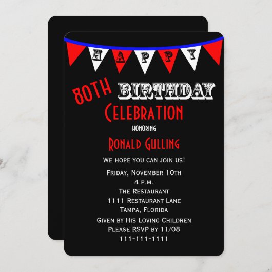 80. Geburtstagsparty Einladung Jagd (Vorne/Hinten)