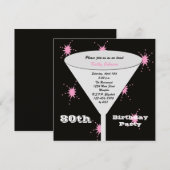 80. Geburtstagsparty Einladung Pink 80. Toast (Vorne/Hinten)