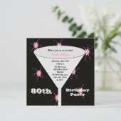 80. Geburtstagsparty Einladung Pink 80. Toast (Stehend Vorderseite)