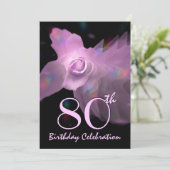 80. Geburtstagsparty Einladung PINK Butterfly Rose (Stehend Vorderseite)