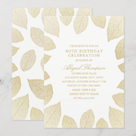 80. Geburtstagsparty Elegant Gold Blätter Einladung