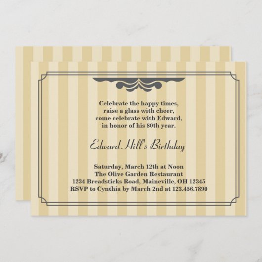 80. Geburtstagsparty Elegante Einladung (Vorne/Hinten)