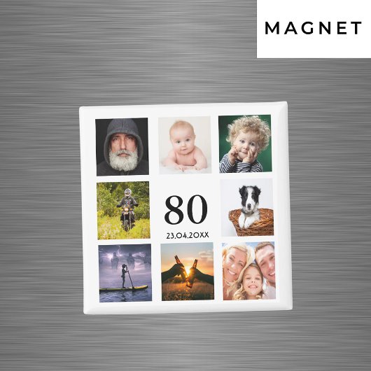 80. Geburtstagsparty Foto Collage Typ Magnet