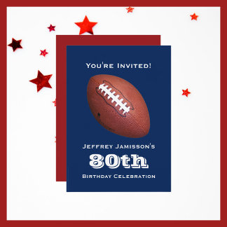 80. Geburtstagsparty Fußball Name Blau Einladung