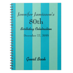 80. Geburtstagsparty Gästebuch Blue/Green Notebook Notizblock