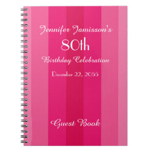 80. Geburtstagsparty Gästebuch Pink-Notebook Notizblock
