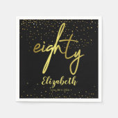 80. Geburtstagsparty Glamour Black Gold Serviette (Vorderseite)