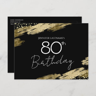 80. Geburtstagsparty Gold Black Einladung Postcard Postkarte