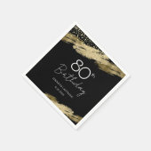 80. Geburtstagsparty Gold Black Napkins Serviette (Ecke)