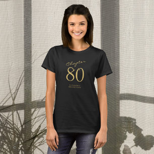 80. Geburtstagsparty Gold Script Black T-Shirt