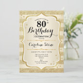 80. Geburtstagsparty - Goldene Einladung (Stehend Vorderseite)