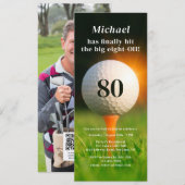 80. Geburtstagsparty Golf Achtzig Foto QR Code Einladung (Vorne/Hinten)
