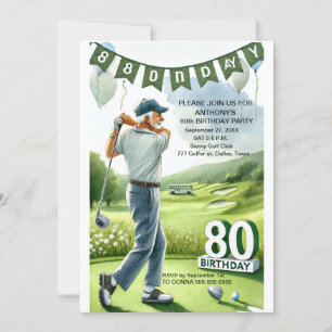80. Geburtstagsparty Golfer Sports Par Adult Golf Einladung