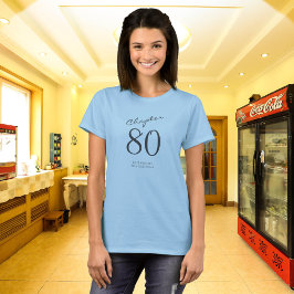 80. Geburtstagsparty Gray Script Blue T-Shirt