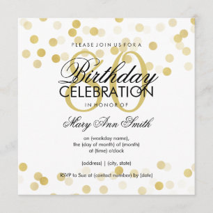 80. Geburtstagsparty Imitate Gold Foil Glitzer Lig Einladung