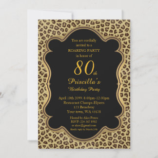 80. Geburtstagsparty, jedes Jahr, Black & Gold Einladung