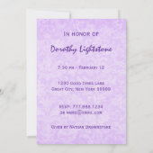 80. Geburtstagsparty Lila Bow M454 Einladung (Rückseite)