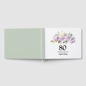 80. Geburtstagsparty Lila Floral Gästebuch (Voll)