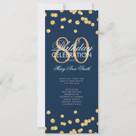 80. Geburtstagsparty Programm Gold Navy Glitzer Me