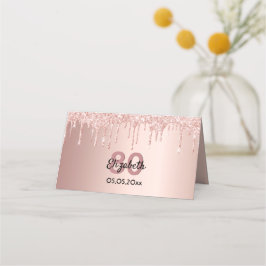 80. Geburtstagsparty Rose Gold Glitzer rosa Funkel Platzkarte
