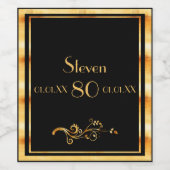 80. Geburtstagsparty schwarzes Gold Klassiker Weinetikett (Einzelnes Label)