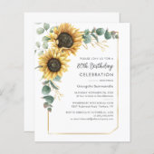 80. Geburtstagsparty Sonnenblume Eukalyptus Einlad (Vorne/Hinten)