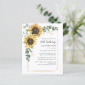 80. Geburtstagsparty Sonnenblume Eukalyptus Einlad (Stehend Vorderseite)