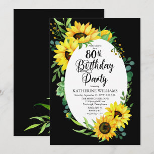 80. Geburtstagsparty Sonnenblume   Eukalyptus Flor Einladung