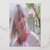 80. Geburtstagsparty weiß mit Goldschrift Folieneinladung (Rückseite)