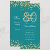 80. Geburtstagsprogramm dank Gold Turquoise Einladung (Vorne/Hinten)