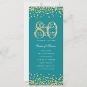 80. Geburtstagsprogramm dank Gold Turquoise Einladung (Vorderseite)