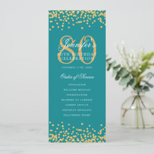 80. Geburtstagsprogramm dank Gold Turquoise Einladung