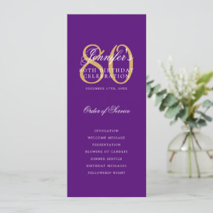 80. Geburtstagsprogramm Gold Lila Vielen Dank Einladung