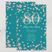 80. Geburtstagsprogramm Rose Gold Aquamarin Glitze (Vorne/Hinten)
