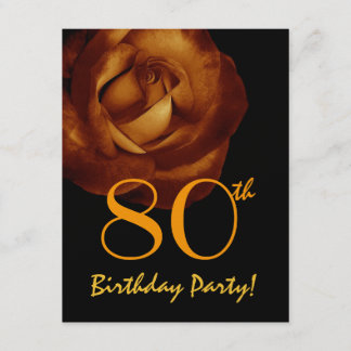 80. Geburtstagsvorlage Gold Rose Metallic W245 Einladung