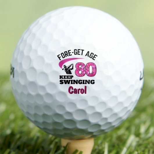 80. Geschenk für Kollegen - Rosa Fore-get Alter 80 Golfball
