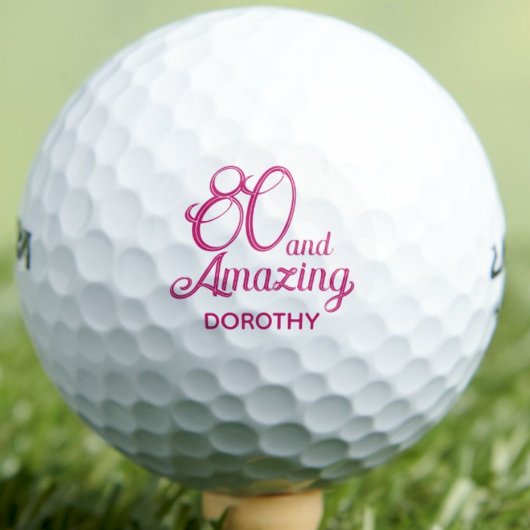80. Geschenk für Oma Pink Script Chic Golfball