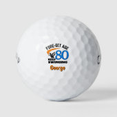 80. Geschenk für Onkel - Behalt Swinging Tribute Golfball (Vorderseite)