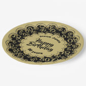 80. Gold/Black Random Number Pattern Pappteller (Schrägansicht)