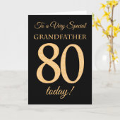 80. Gold-Effekt auf Schwarz, Großvater Geburtstag Karte (Gelbe Blume)