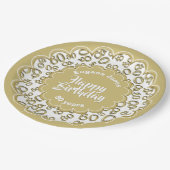 80. Gold/Weiß-Zufallszahlenmuster Pappteller (Schrägansicht)