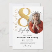 80. Goldener Geburtstag Einladung mit Foto (Vorderseite)