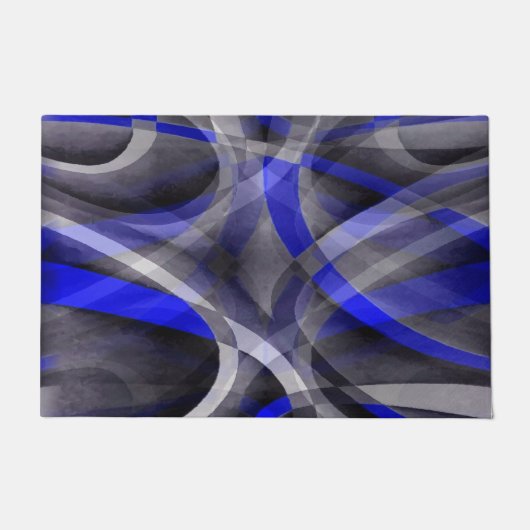 80 Groovy Royal Blue und Gray Arched Line Pa Fußmatte (Vorderseite)