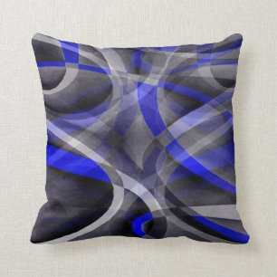 80 Groovy Royal Blue und Gray Arched Line Pa Kissen