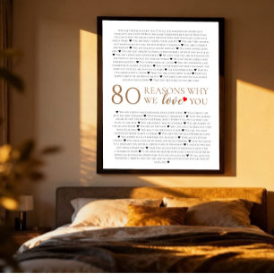 80 Gründe, warum wir dich lieben 80. Geburtstagsge Poster