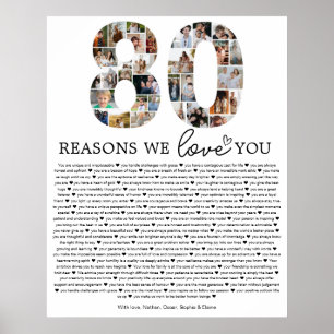 80 Gründe, warum wir dich lieben Foto-Collage-Gesc Poster