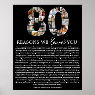 80 Gründe, warum wir dich lieben Foto-Collage-Gesc Poster